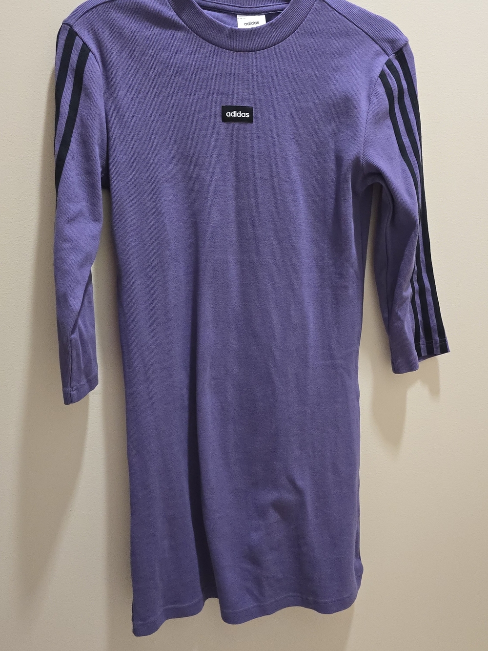 adidas Womens Purple 3-Stripes Long Sleeve Dress XS